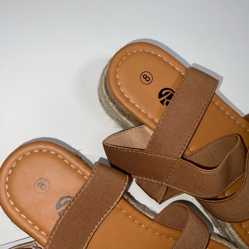 NIB Women’s Rekalya Espadrille Wedge Platform Sandals‎ Elastic Straps Beige 8 - Picture 7 of 9